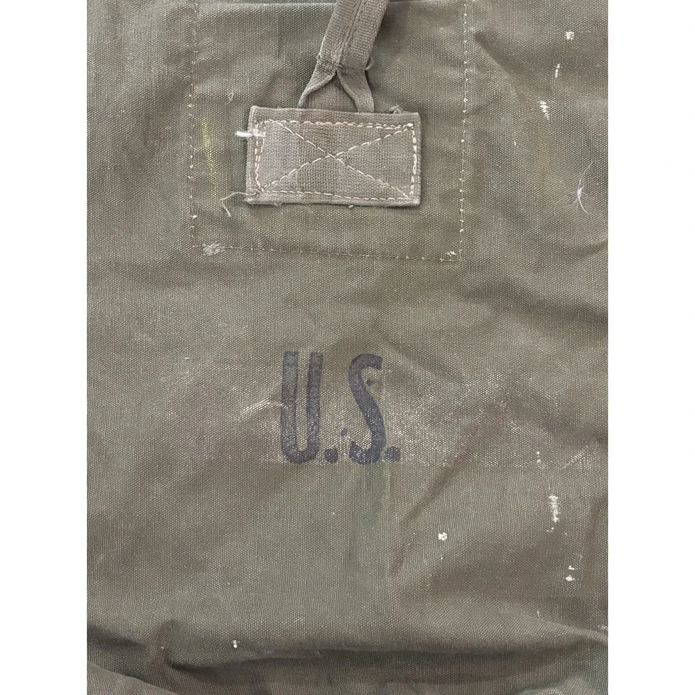 Vietnam US Military Heavy Duty Duck Cotton Canvas Duffle Bag Vintage Serviceable